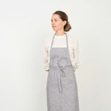 FLW: Linen Full Apron - Grey White Stripe