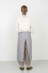 FLW: Linen Full Apron - Grey White Stripe