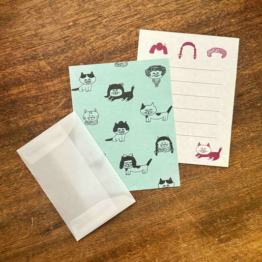Shibata Keiko x Mizushima: Mini Letter Writing Set - Cats and Wigs