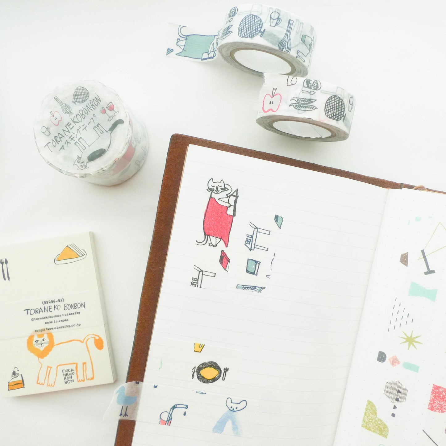 Toranekobonbon x Classiky Washi Tape: Cat Set of 2 (A)