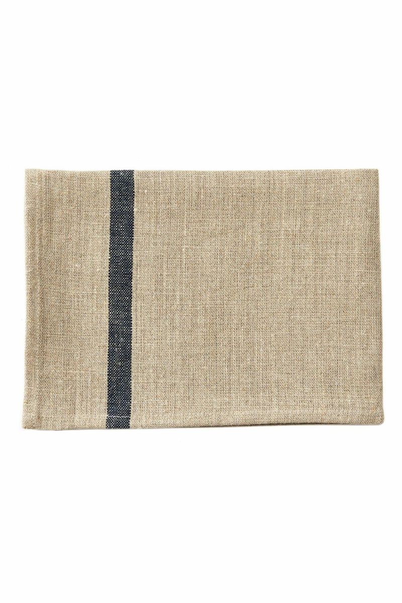 FLW: Thick Linen Kitchen Cloth - Natural Navy/ Red