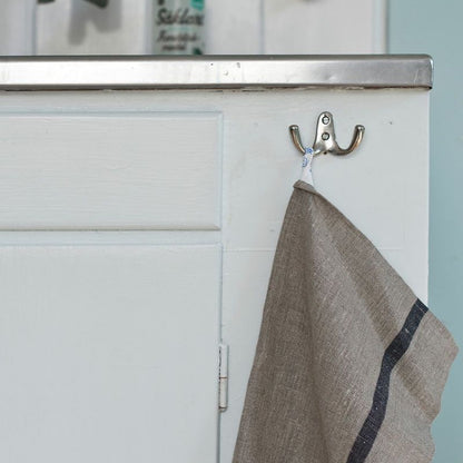 FLW: Thick Linen Kitchen Cloth - Natural Navy/ Red