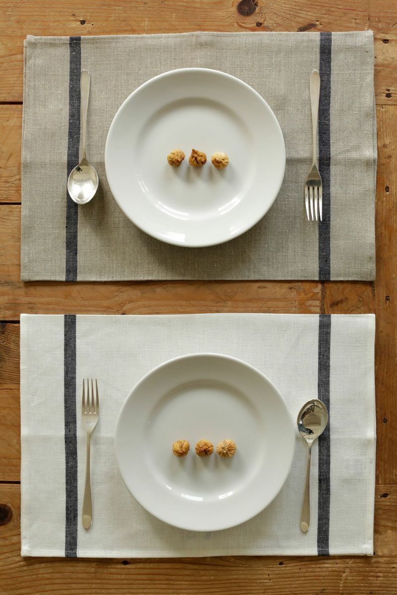 FLW: Thick Linen Kitchen Cloth - Natural Navy/ Red