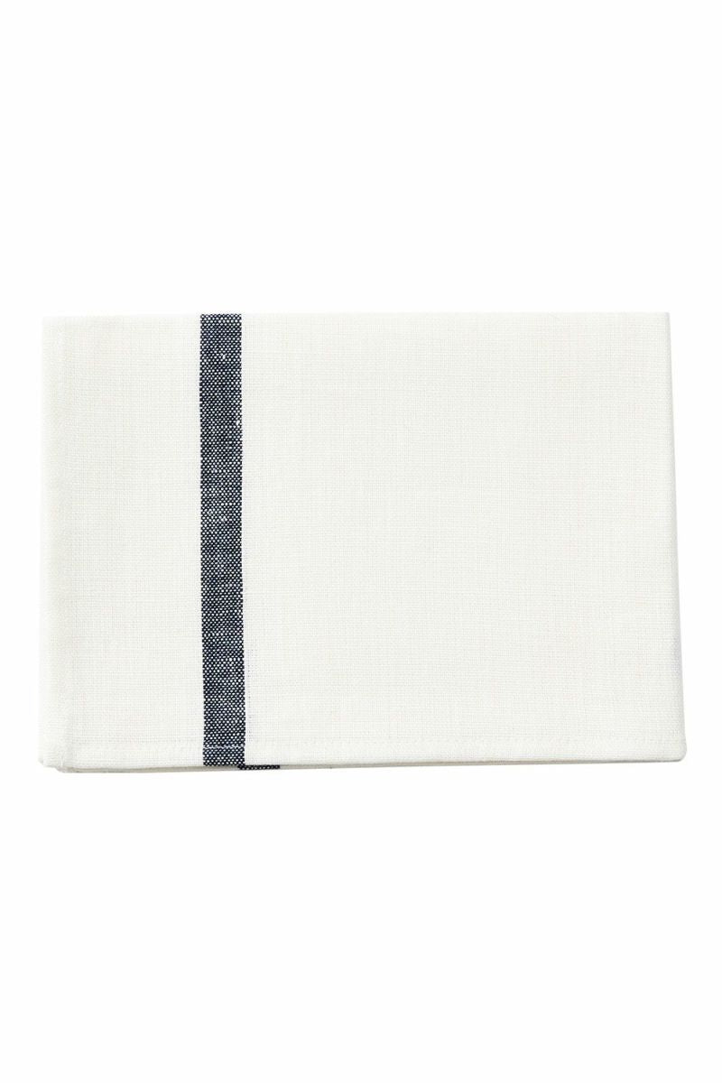 FLW: Thick Linen Kitchen Cloth - White Navy/ Red