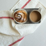 FLW: Thick Linen Kitchen Cloth - White Navy/ Red