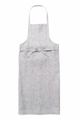 FLW: Linen Full Apron - Grey White Stripe