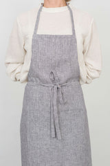 FLW: Linen Full Apron - Grey White Stripe