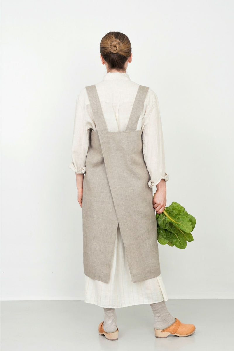 FLW: Linen Square Cross Apron - Natural