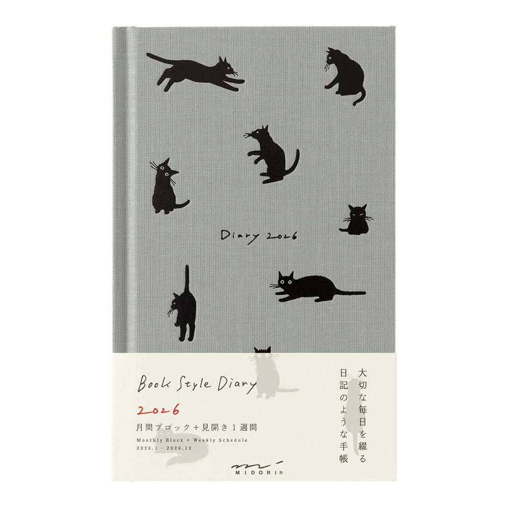 Midori 2026: Neko Diary [B6 Variant] Cat Gray
