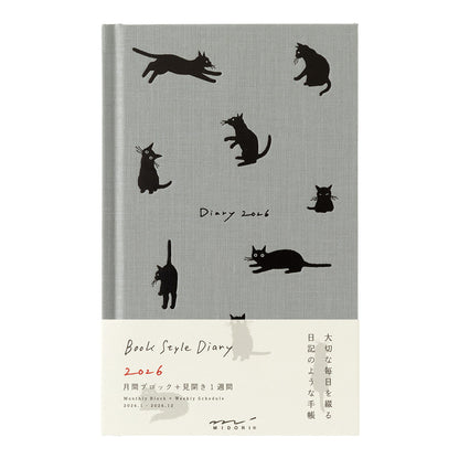Midori 2026: Neko Diary [B6 Variant] Cat Gray