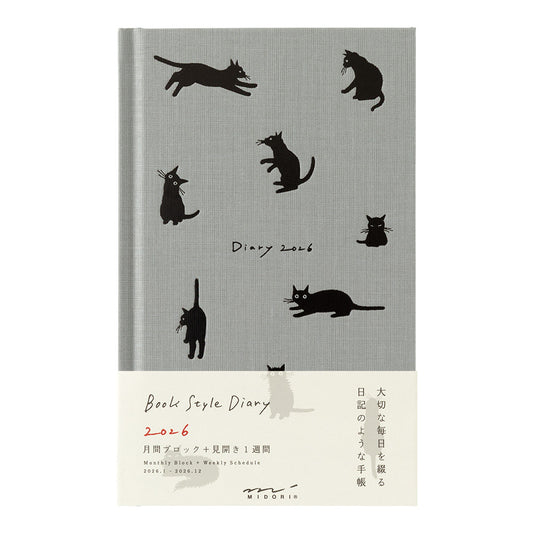 Midori 2026: Neko Diary [B6 Variant] Cat Gray