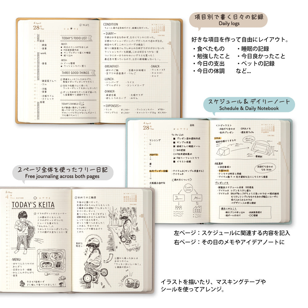 midoriページ Midori 2026: Hibino Diary [A6] Blue-Green – Tabiyo Shop