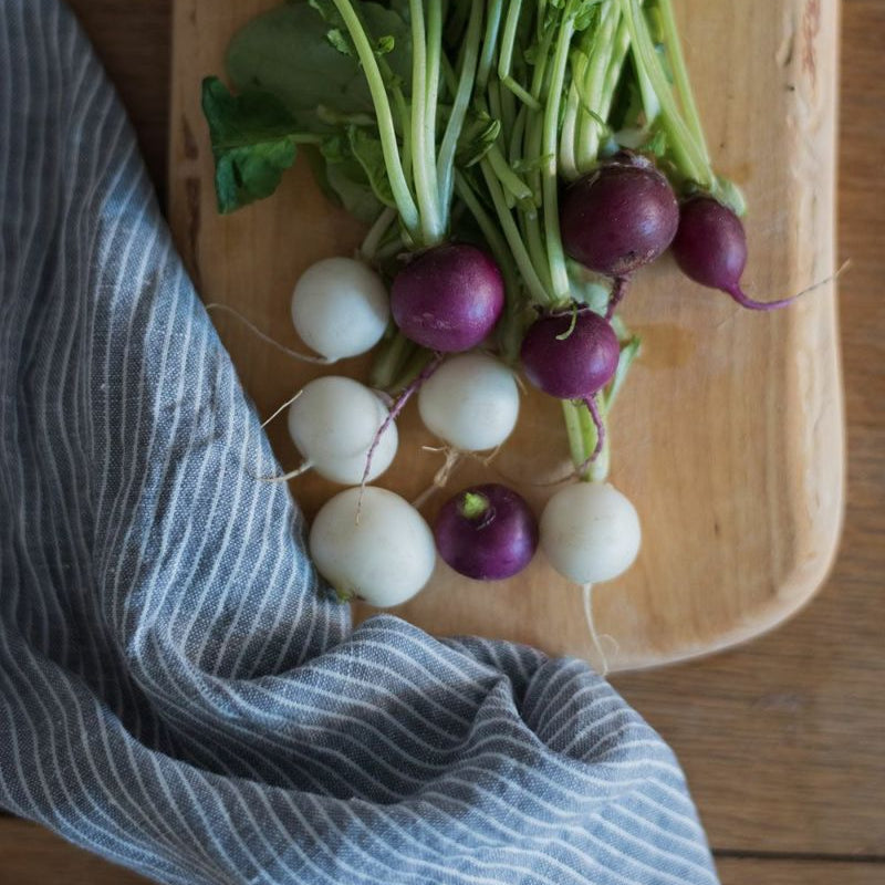 FLW: Linen Kitchen Cloth - Grey White Stripe