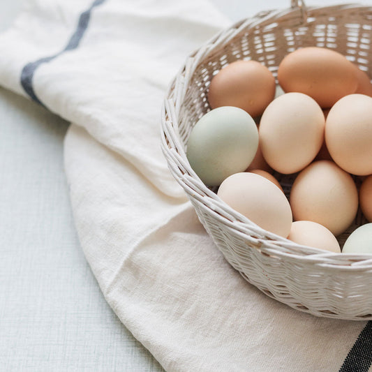 FLW: Thick Linen Kitchen Cloth - White Navy/ Red
