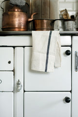 FLW: Thick Linen Kitchen Cloth - White Navy/ Red
