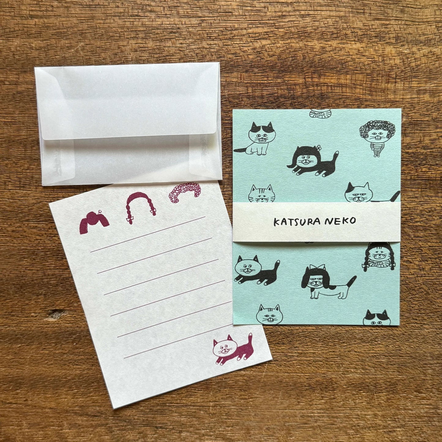 Shibata Keiko x Mizushima: Mini Letter Writing Set - Cats and Wigs