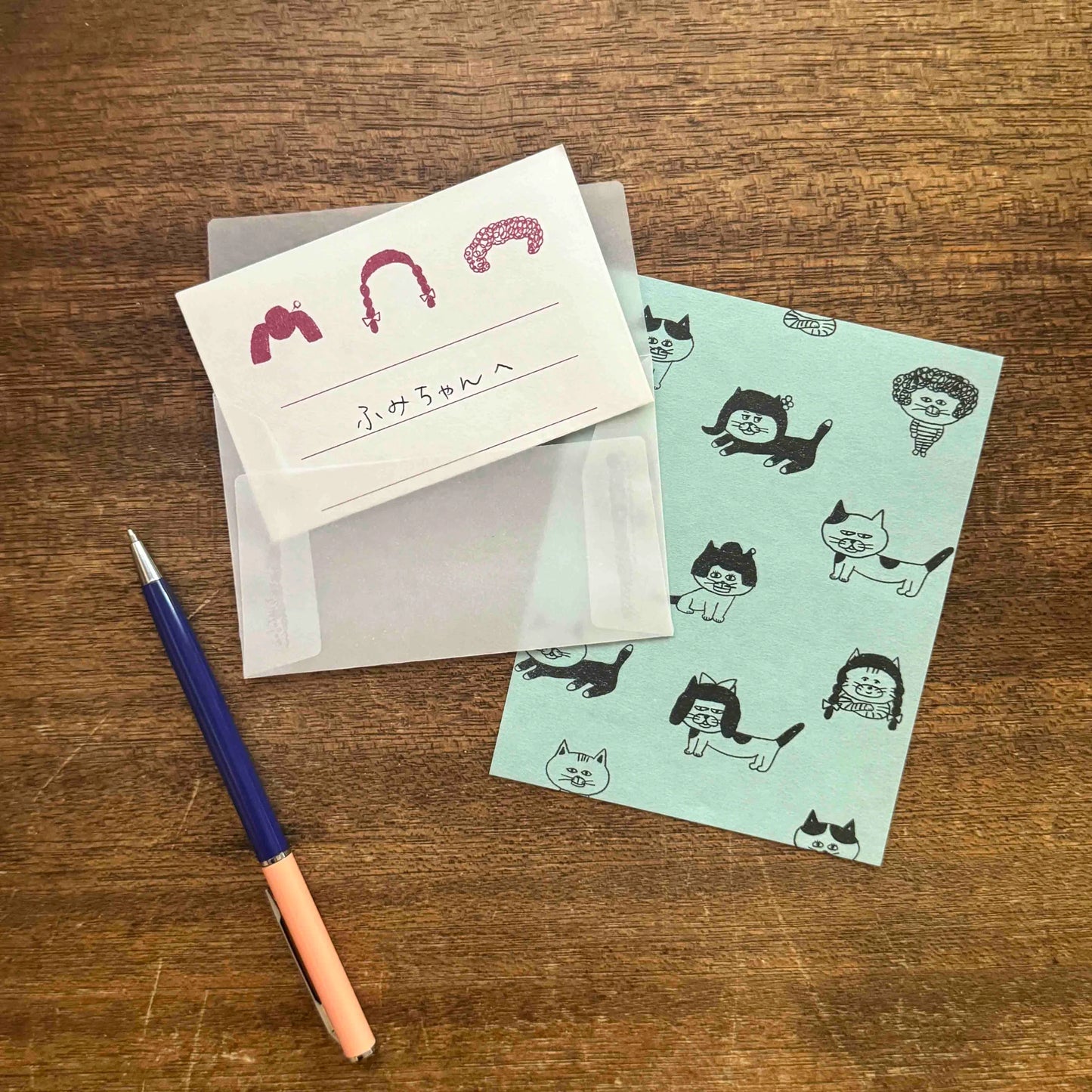 Shibata Keiko x Mizushima: Mini Letter Writing Set - Cats and Wigs