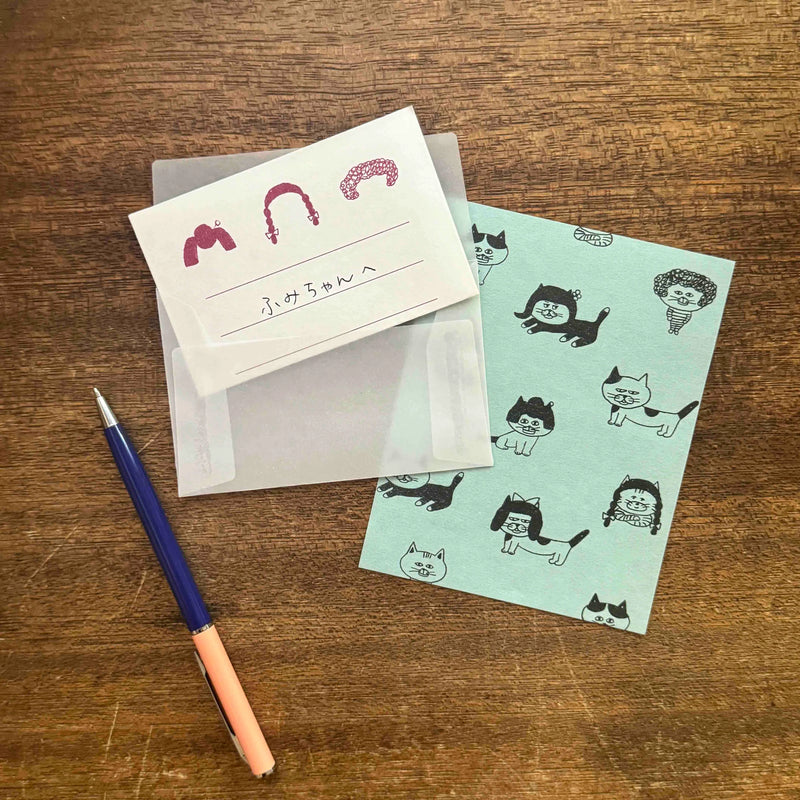 Shibata Keiko x Mizushima: Mini Letter Writing Set - Cats and Wigs