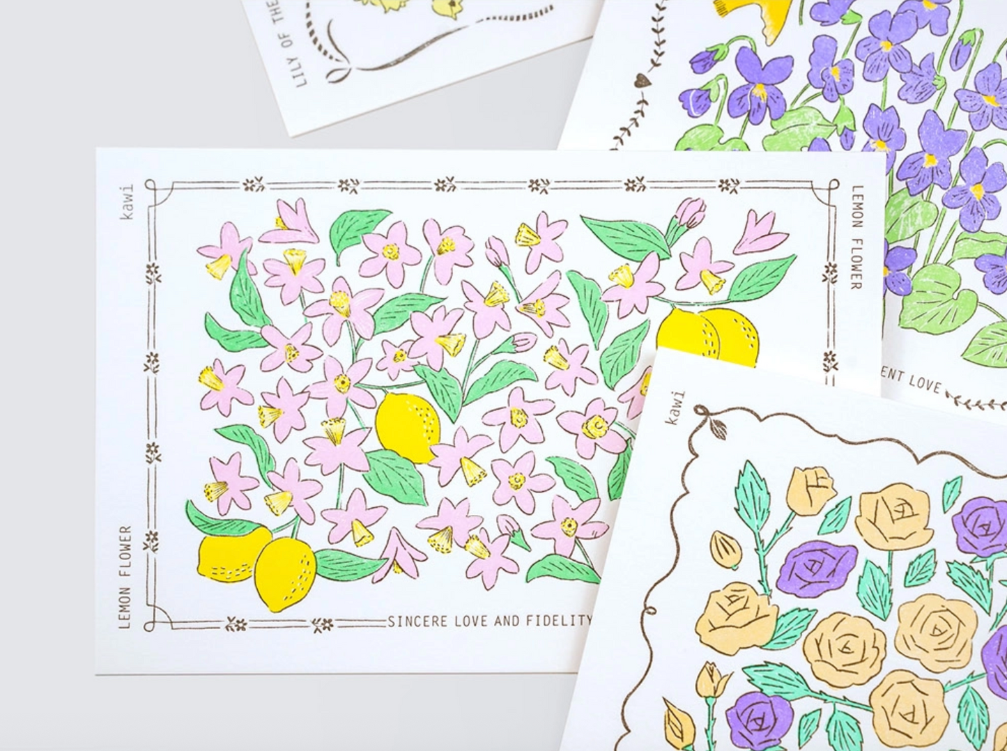 KAWI: Letterpress Card - Lemon Flower