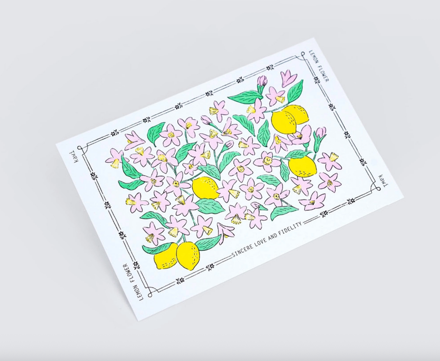 KAWI: Letterpress Card - Lemon Flower