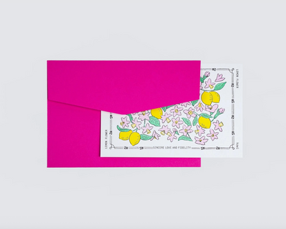 KAWI: Letterpress Card - Lemon Flower