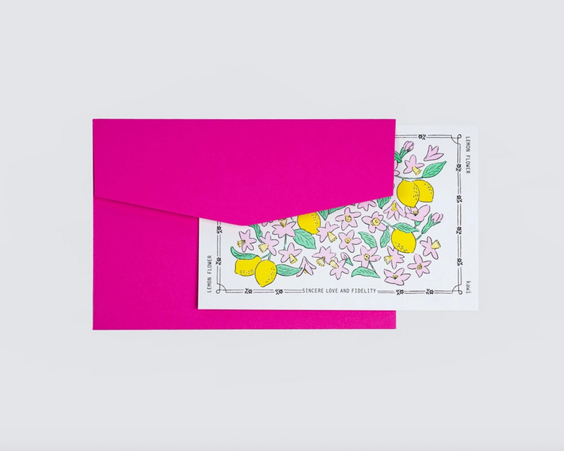 KAWI: Letterpress Card - Lemon Flower