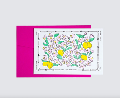 KAWI: Letterpress Card - Lemon Flower