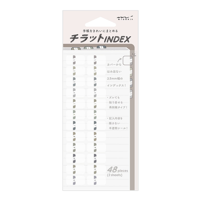 Midori: Sticker Series - Index Number Seal Gray