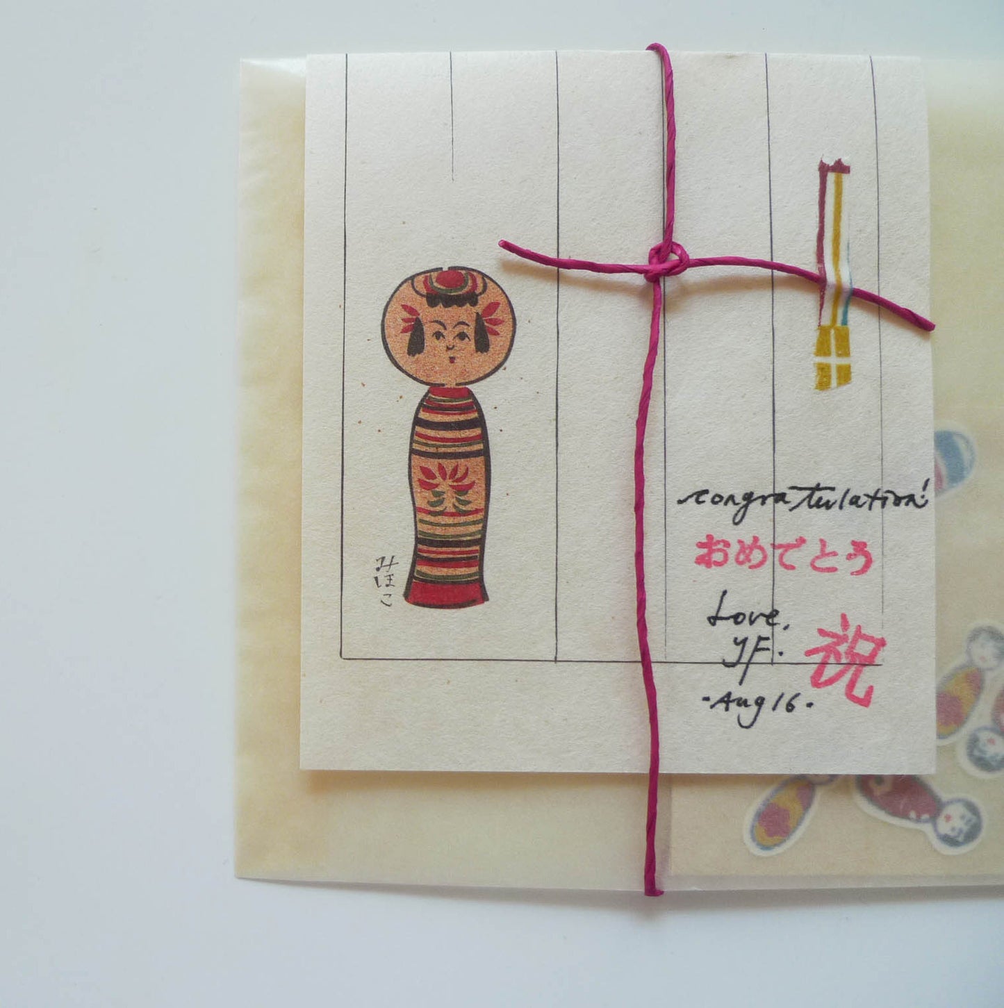 Mihoko Seki x Classiky: Kokeshi Memo Pad/ Envelope (Vertical)