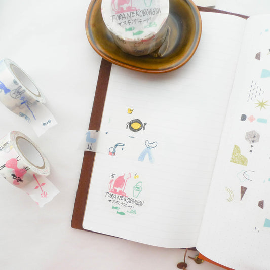 Toranekobonbon x Classiky Washi Tape: Cat Set of 2 (B)
